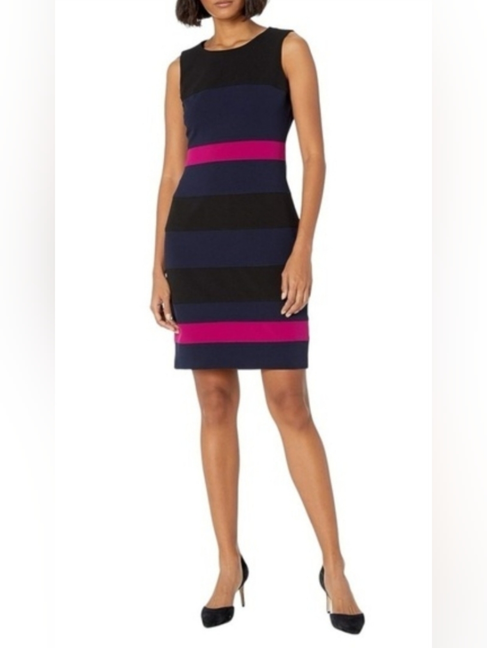 NWT Tommy Hilfiger Striped Colourblock Scuba Sleeveless Midi Sheath Dress